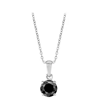 1 ct. tw. Black Diamond Cushion Solitare Pendant 10K Gold