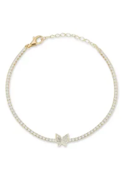 Sterling Silver Cubic Zirconia Butterfly Tennis Bracelet