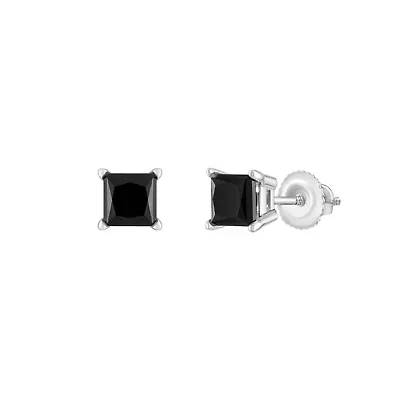 ct. tw. Black Diamond Screwback Earring 14K Gold