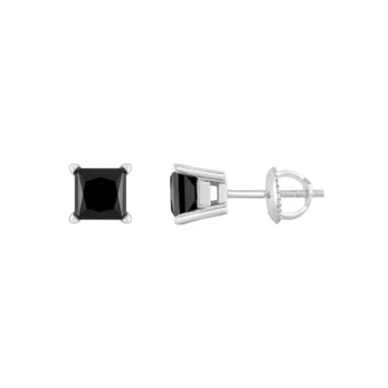 ct. tw. Black Diamond Screwback Earring 14K Gold