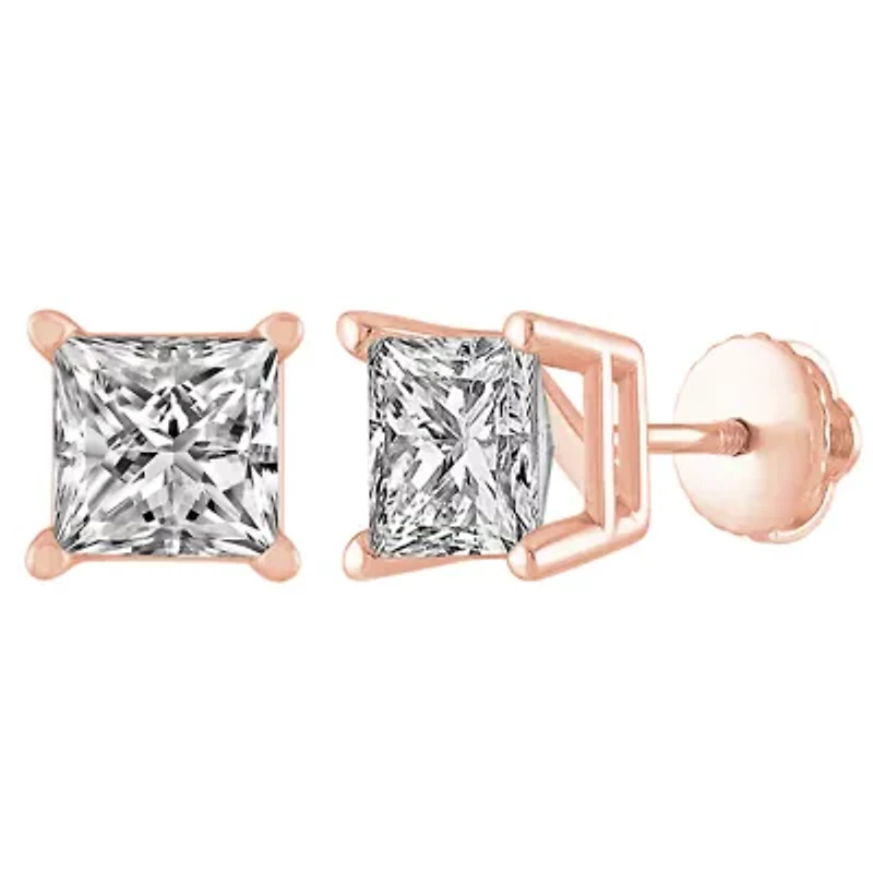 1 ct. tw. Diamond Princess Screwback Solitare Earring 14K Gold