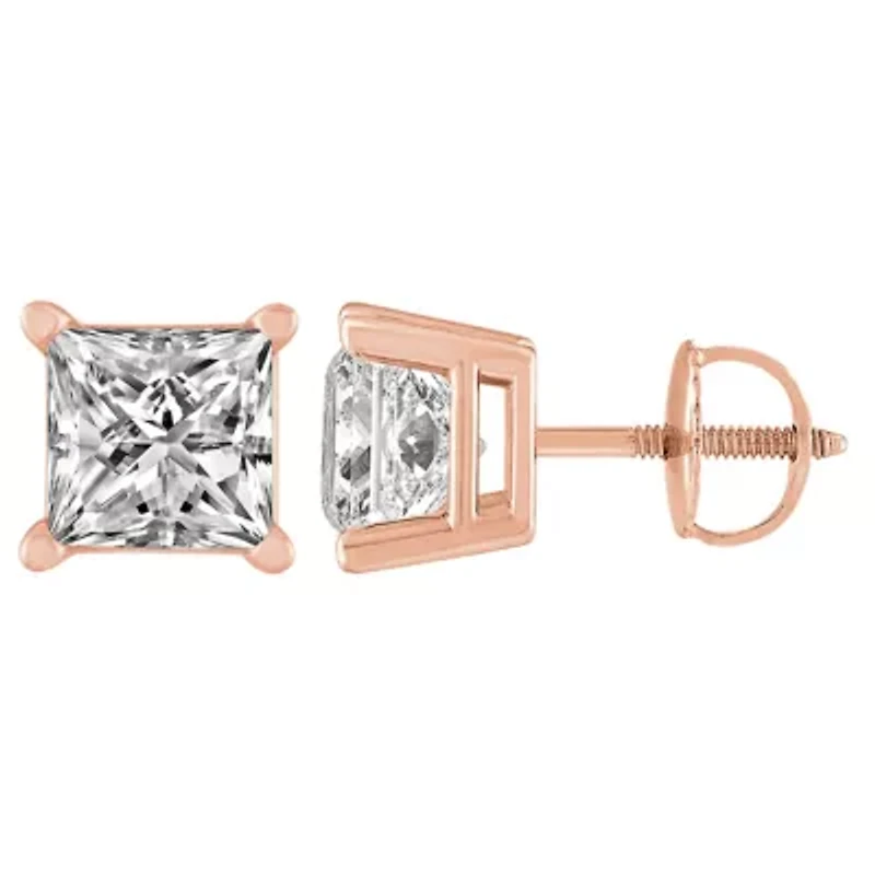 1 ct. tw. Diamond Princess Screwback Solitare Earring 14K Gold
