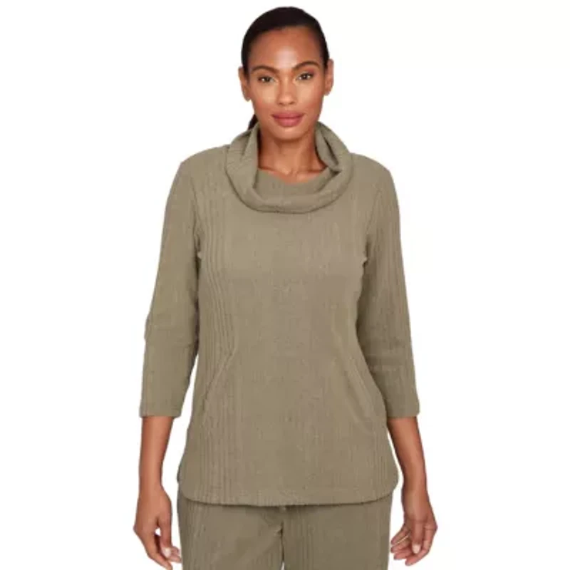 SOLID TEXTURE HATCHI COWL NECK TUNIC