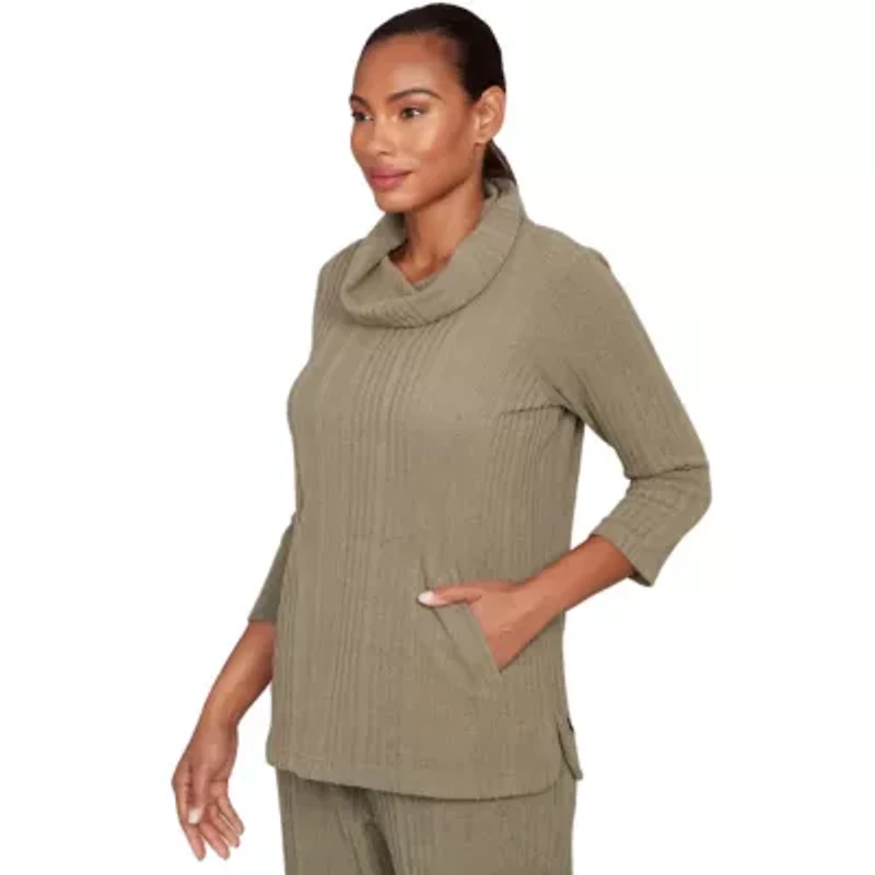 SOLID TEXTURE HATCHI COWL NECK TUNIC