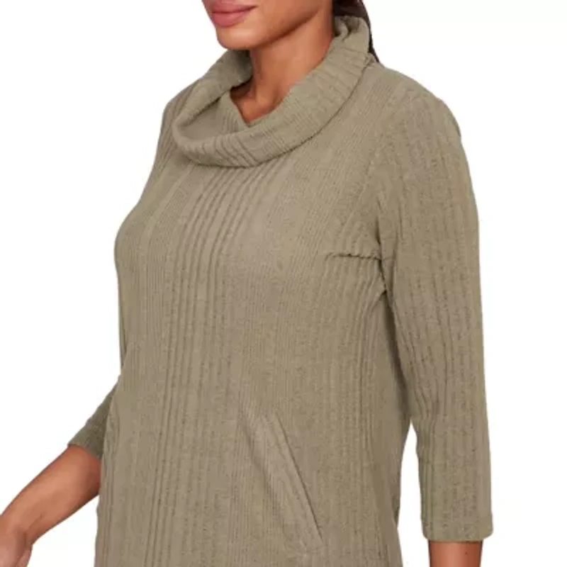 SOLID TEXTURE HATCHI COWL NECK TUNIC