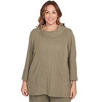 SOLID TEXTURE HATCHI COWL NECK TUNIC