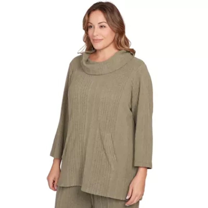 SOLID TEXTURE HATCHI COWL NECK TUNIC
