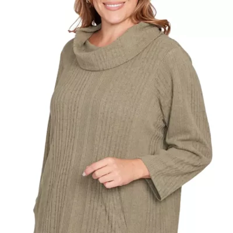 SOLID TEXTURE HATCHI COWL NECK TUNIC