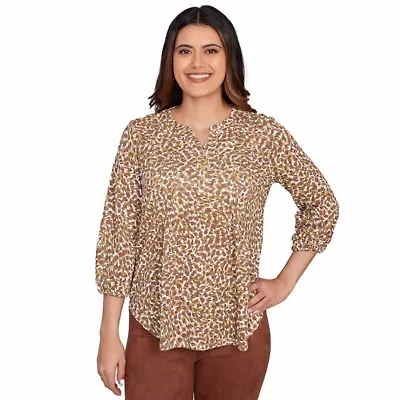 PRINTED 3/4 SLEEVE PEASANT TOP