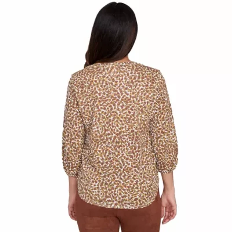 PRINTED 3/4 SLEEVE PEASANT TOP