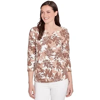 PRINTED JERSEY 3/4 SLEEVE TOP