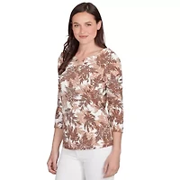 PRINTED JERSEY 3/4 SLEEVE TOP