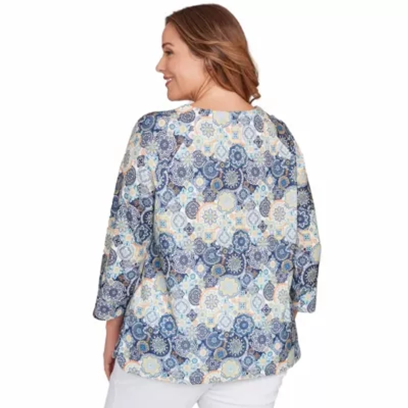 PRINTED HATCHI 3/4 SLEEVE TOP