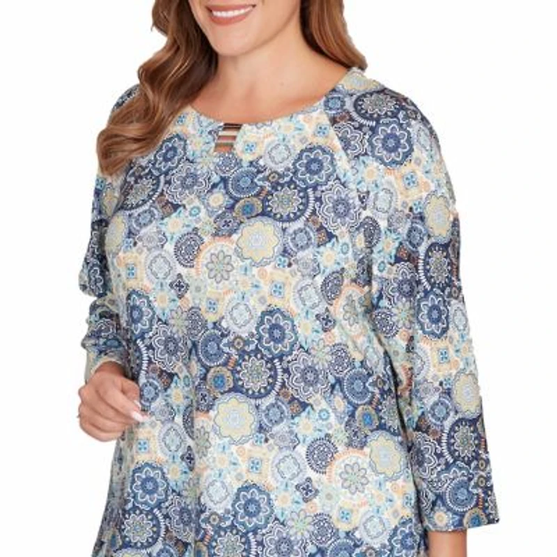PRINTED HATCHI 3/4 SLEEVE TOP