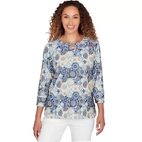 PRINTED HATCHI 3/4 SLEEVE TOP