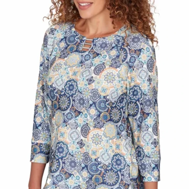 PRINTED HATCHI 3/4 SLEEVE TOP