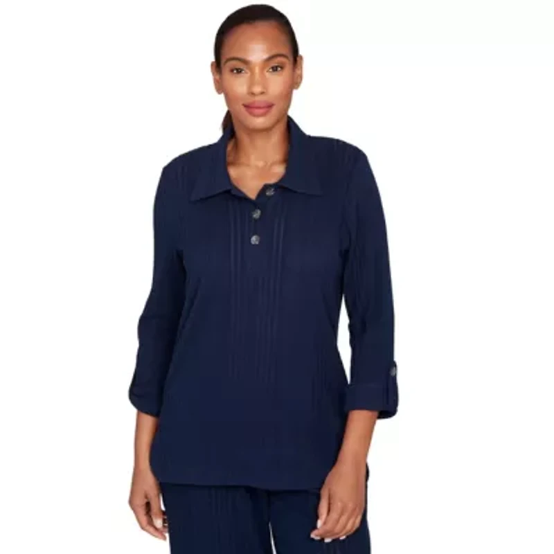 SOLID TEXTURED HATCHI HENLEY TUNIC