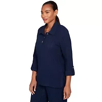 SOLID TEXTURED HATCHI HENLEY TUNIC