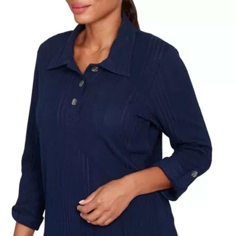 SOLID TEXTURED HATCHI HENLEY TUNIC