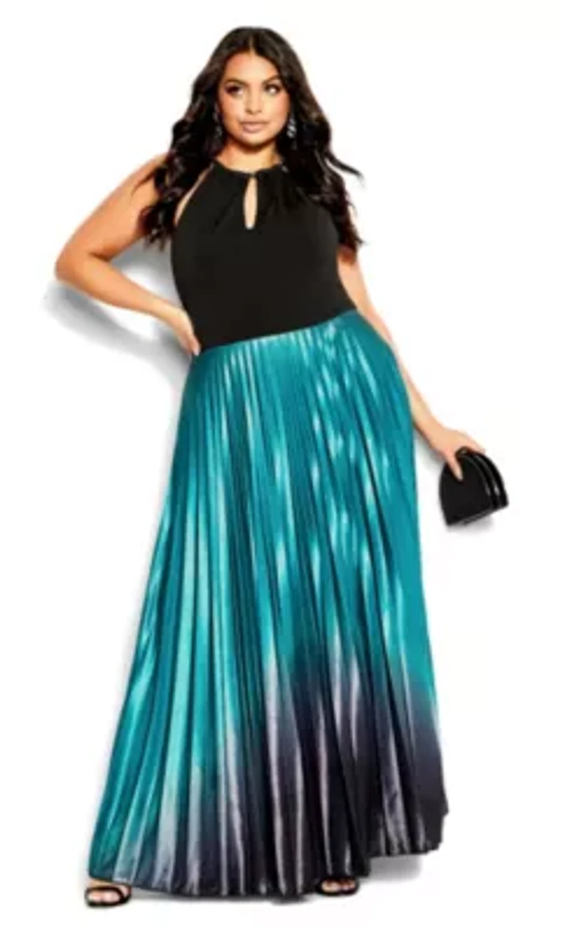 Pleated Ombre Maxi Dress