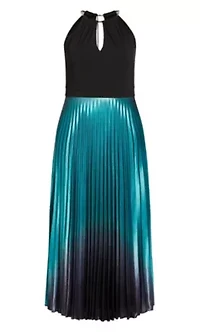 Pleated Ombre Maxi Dress