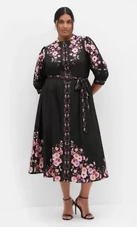 Annabelle Button Closure Midi Dress