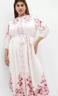 Annabelle Button Closure Midi Dress