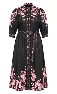Annabelle Button Closure Midi Dress
