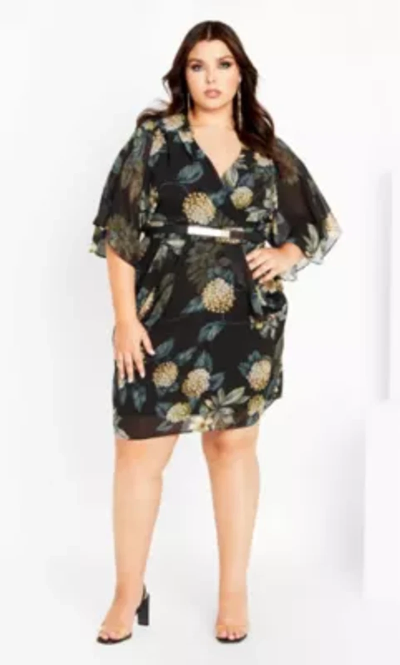 Wrap Golden Floral Dress