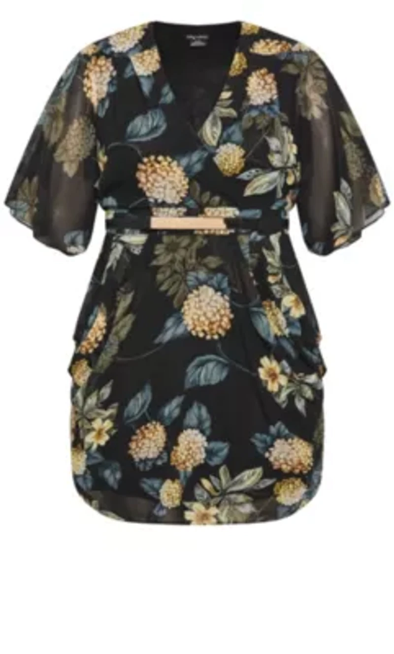 Wrap Golden Floral Dress