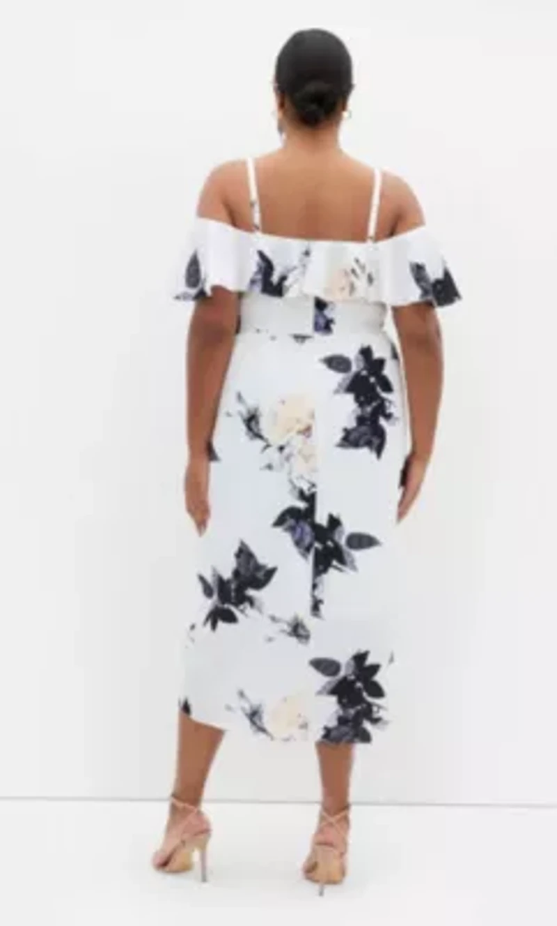 Floral Drape Midi Dress