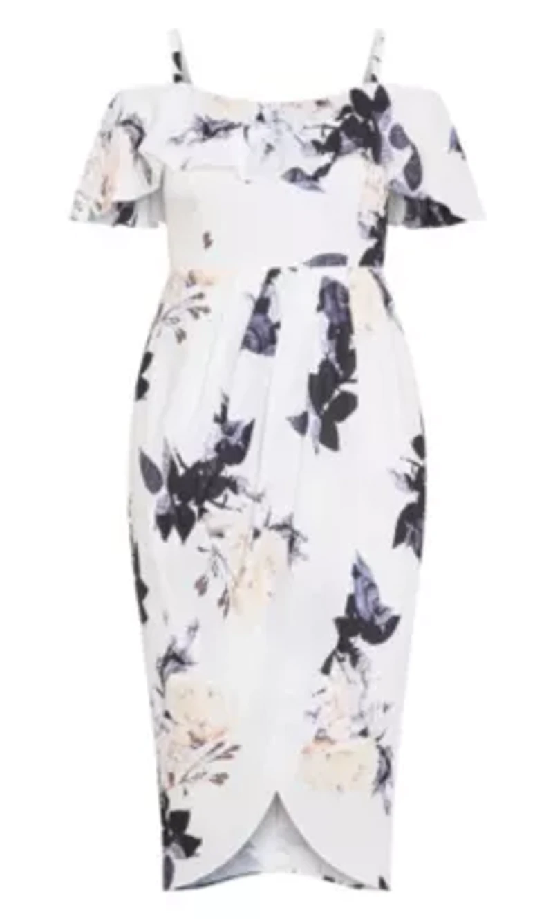 Floral Drape Midi Dress