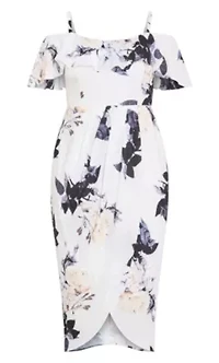 Floral Drape Midi Dress
