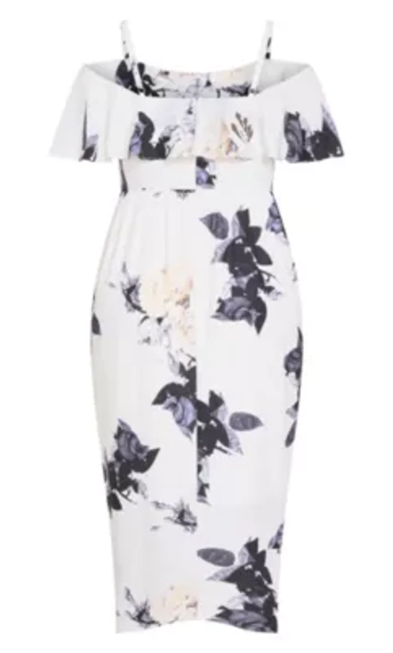 Floral Drape Midi Dress
