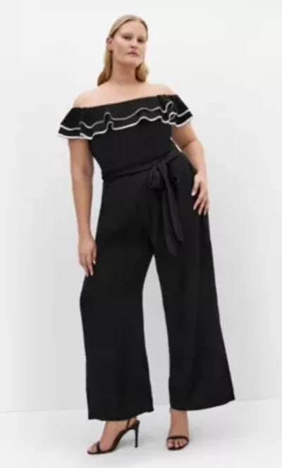 Demure Off Shoulder Frill Jumpsuit