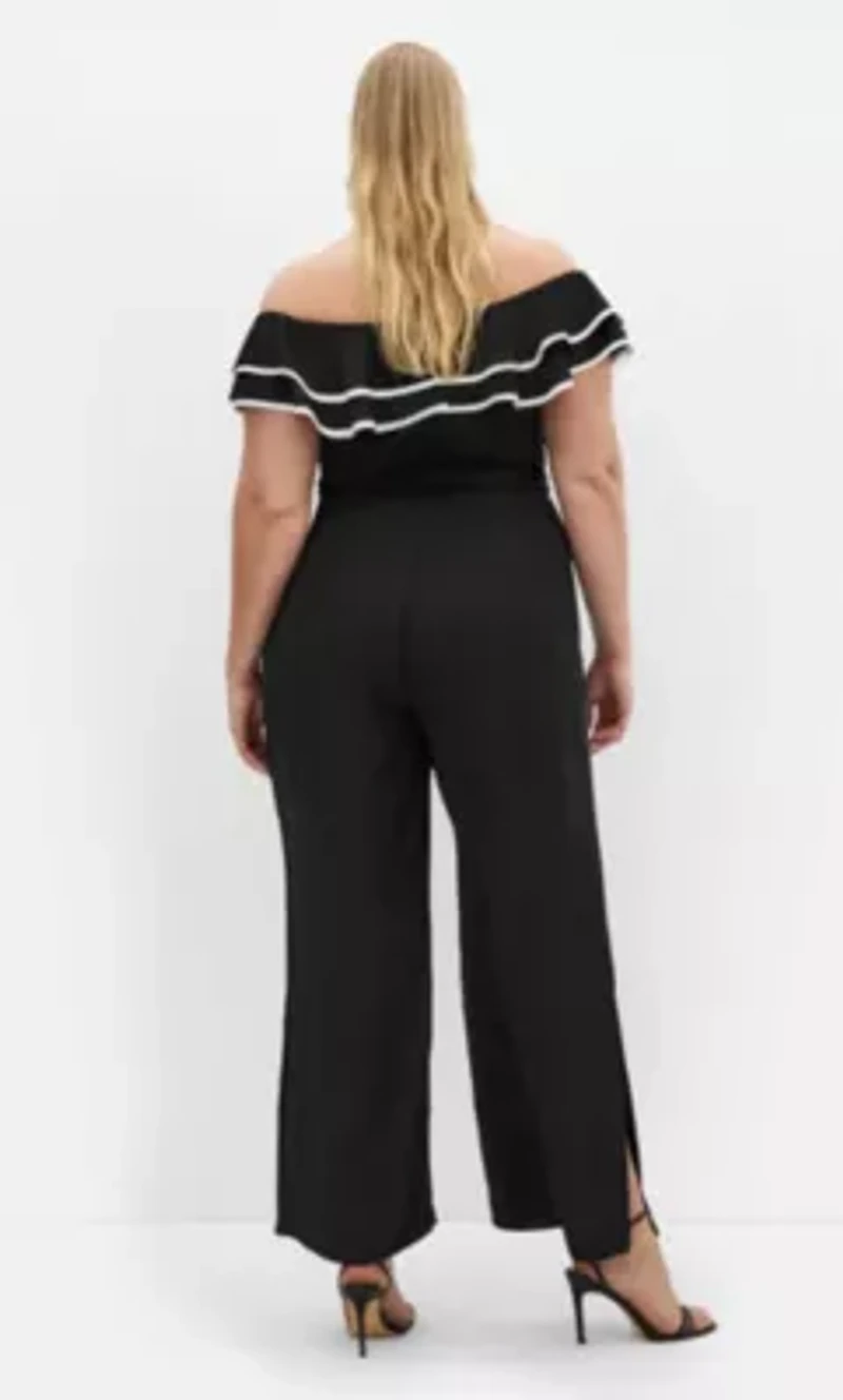 Demure Off Shoulder Frill Jumpsuit