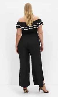 Demure Off Shoulder Frill Jumpsuit
