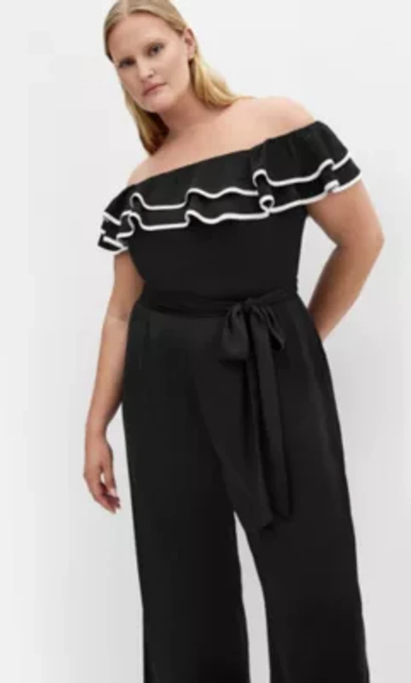Demure Off Shoulder Frill Jumpsuit