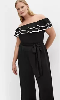 Demure Off Shoulder Frill Jumpsuit