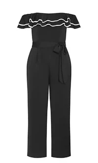 Demure Off Shoulder Frill Jumpsuit