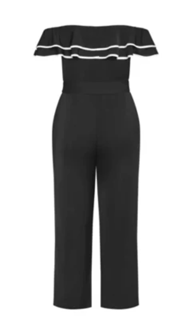 Demure Off Shoulder Frill Jumpsuit