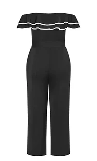 Demure Off Shoulder Frill Jumpsuit