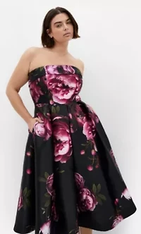 Tiffany Bloom Strapless Midi Dress