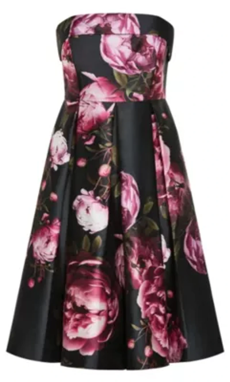 Tiffany Bloom Strapless Midi Dress