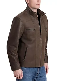 Men's Distressed Leather Moto Jacket