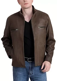 Men's Distressed Leather Moto Jacket