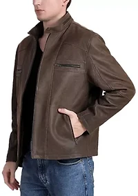 Men's Distressed Leather Moto Jacket