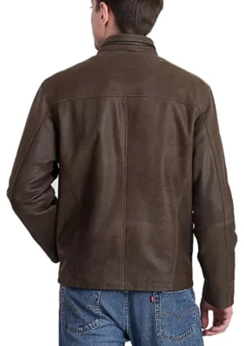 Men's Distressed Leather Moto Jacket