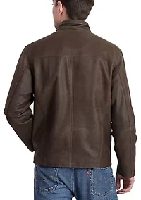 Men's Distressed Leather Moto Jacket