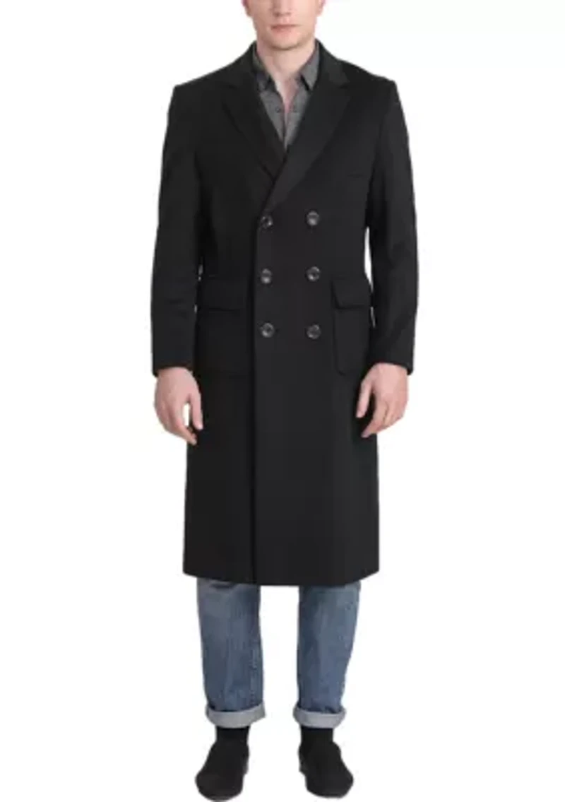 Men's Holmes Wool Blend Long Walking Coat with Removable Hood